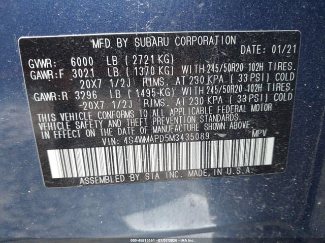 2021 SUBARU ASCENT LIMITED 9