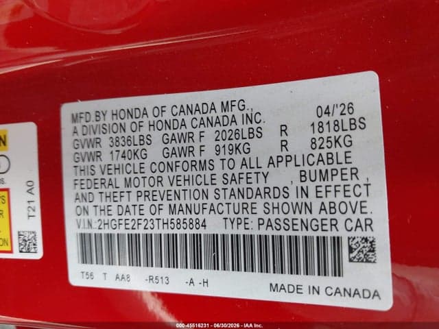 2026 HONDA CIVIC LX 9