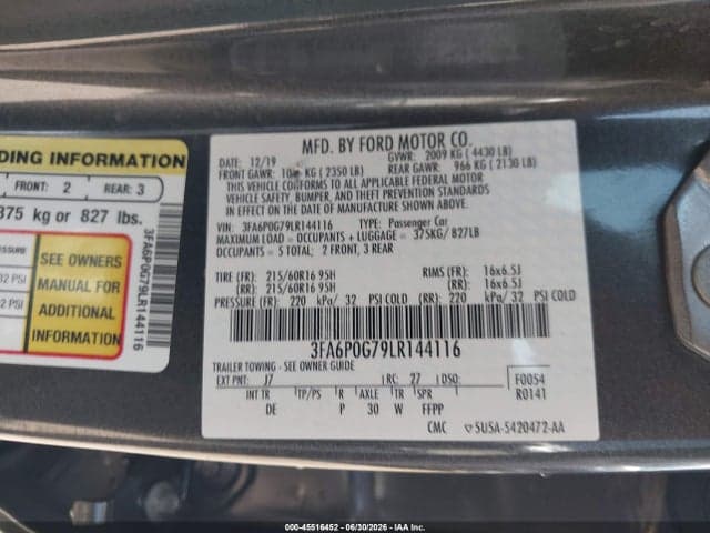 2020 FORD FUSION S 9