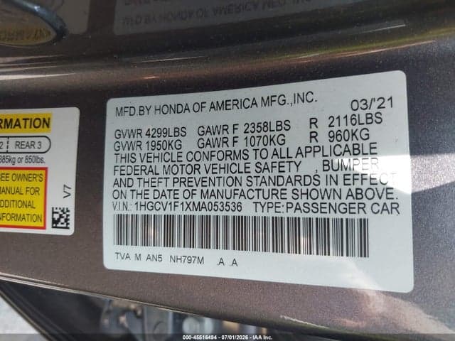 2021 HONDA ACCORD LX 9