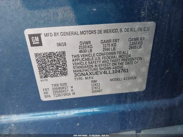 2020 CHEVROLET EQUINOX AWD LT 1.5L TURBO 9