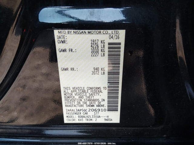 2016 NISSAN ALTIMA 2.5 SR 9