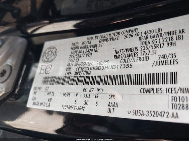 2017 FORD ESCAPE SE 9