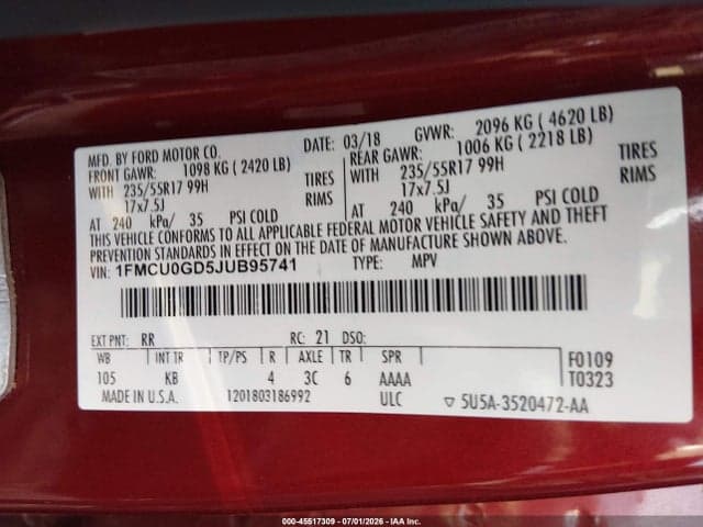 2018 FORD ESCAPE SE 9