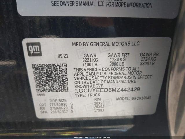 2021 CHEVROLET SILVERADO 1500 4WD SHORT BED RST 9