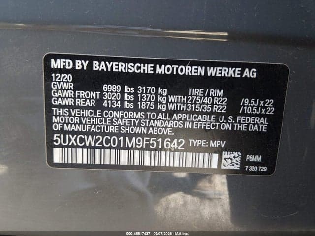 2021 BMW X7 XDRIVE40I 9