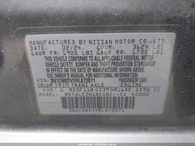2024 NISSAN VERSA 1.6 S 9