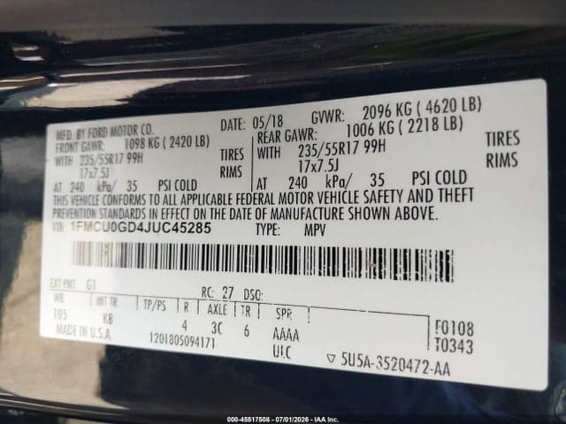 2018 FORD ESCAPE SE 9