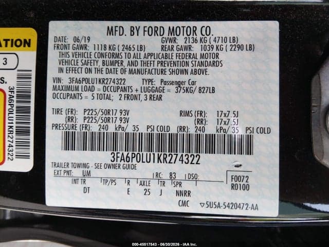 2019 FORD FUSION HYBRID SE 9