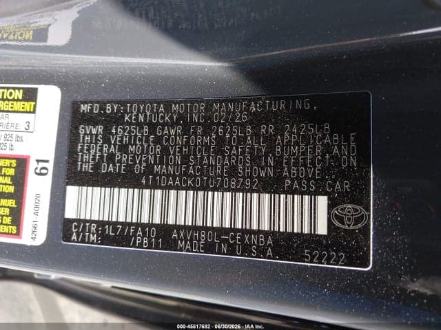 2026 TOYOTA CAMRY LE 9