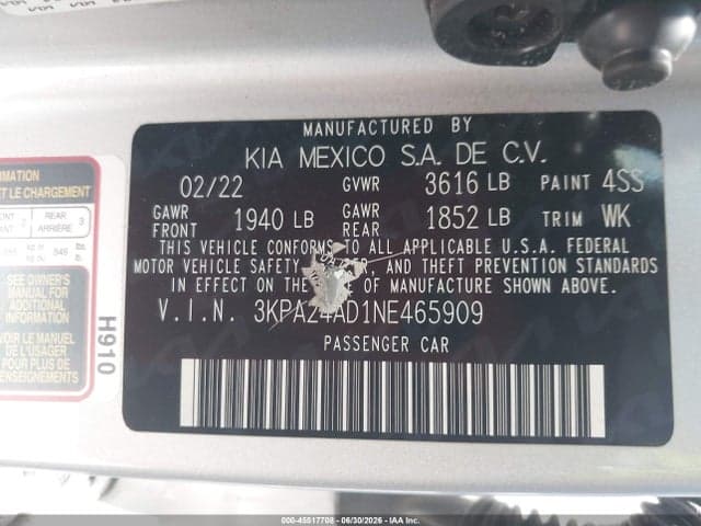 2022 KIA RIO LX 9