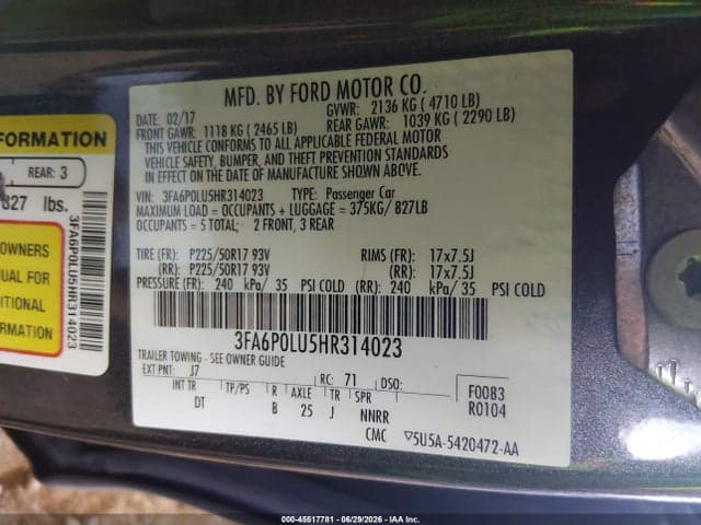 2017 FORD FUSION HYBRID SE 9
