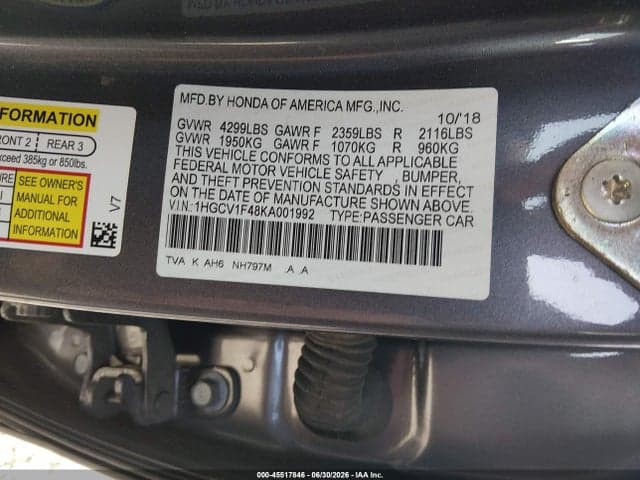 2019 HONDA ACCORD EX 9