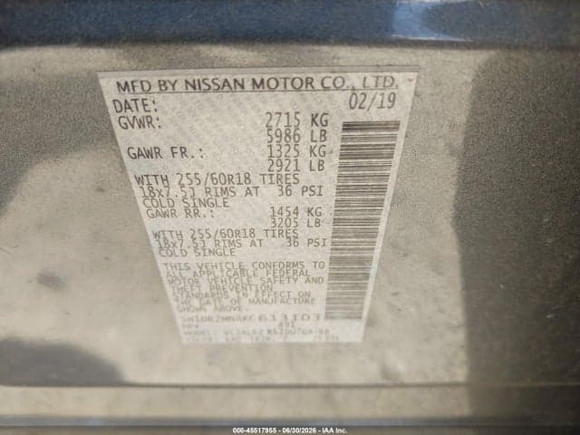 2019 NISSAN PATHFINDER SV 9
