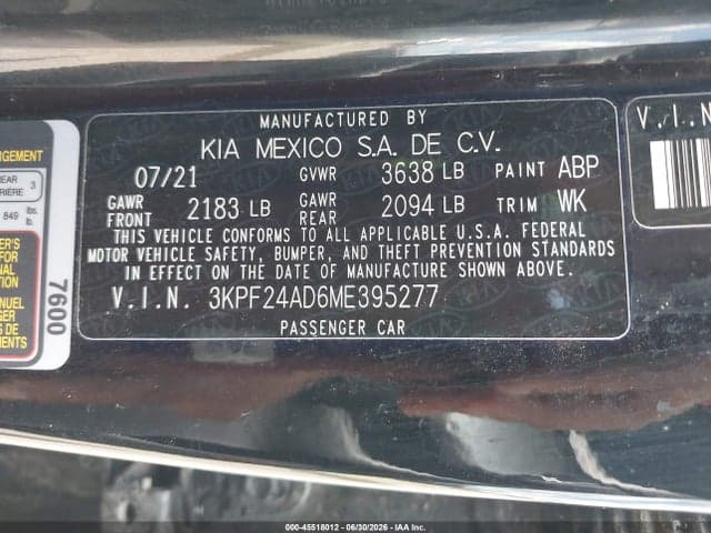 2021 KIA FORTE FE 9