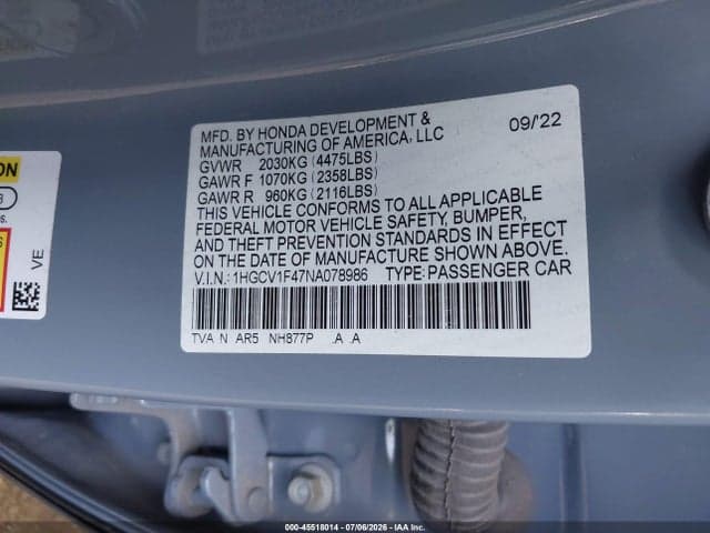2022 HONDA ACCORD SPORT SPECIAL EDITION 9