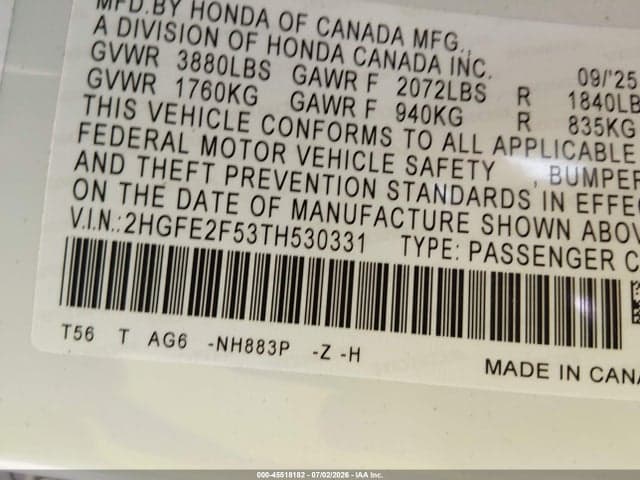2026 HONDA CIVIC SPORT 9