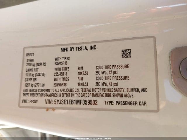 2021 TESLA MODEL 3 LONG RANGE DUAL MOTOR ALL-WHEEL DRIVE 9