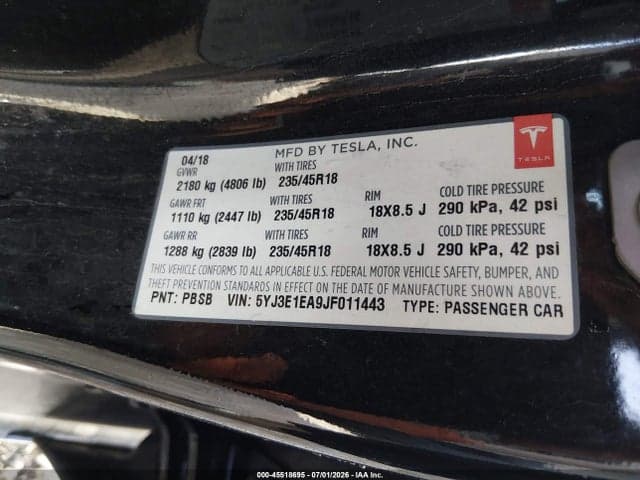 2018 TESLA MODEL 3 LONG RANGE/MID RANGE 9