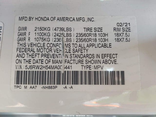 2021 HONDA CR-V AWD EX 9