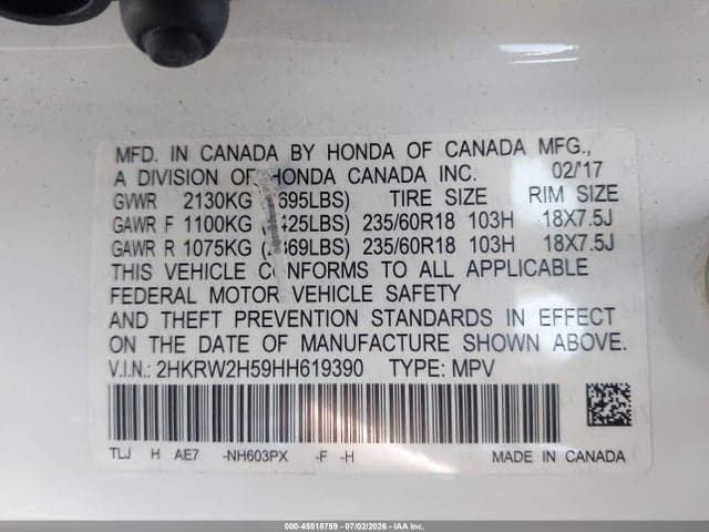 2017 HONDA CR-V EX 9