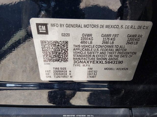 2020 CHEVROLET EQUINOX AWD PREMIER 2.0L TURBO 9