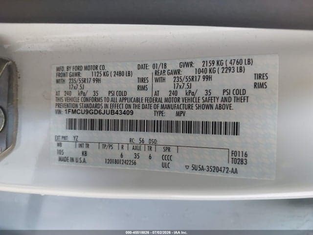 2018 FORD ESCAPE SE 9