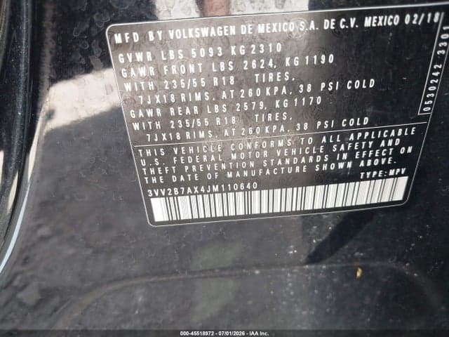 2018 VOLKSWAGEN TIGUAN 2.0T SE/2.0T SEL 9