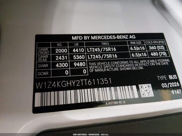 2026 MERCEDES-BENZ SPRINTER 2500 HIGH ROOF 4-CYL DIESEL 10