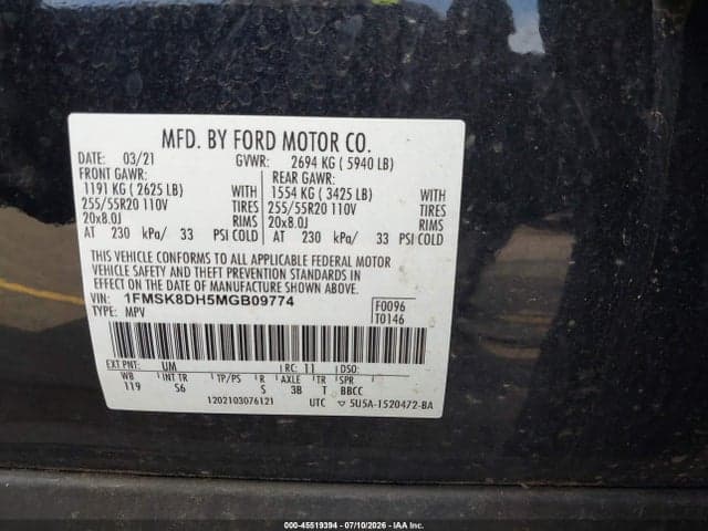2021 FORD EXPLORER XLT 9
