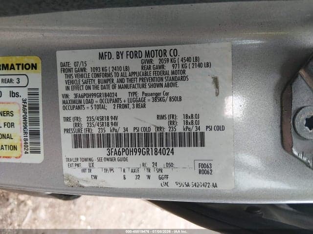 2016 FORD FUSION SE 9