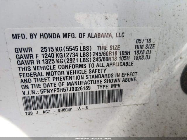 2018 HONDA PILOT EX-L 9