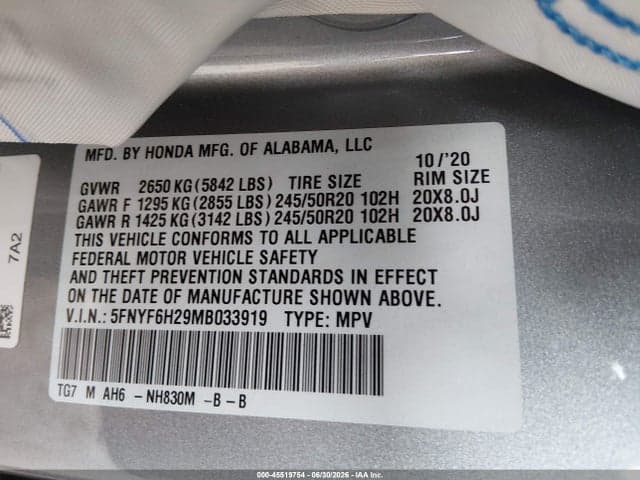 2021 HONDA PILOT AWD SPECIAL EDITION 9