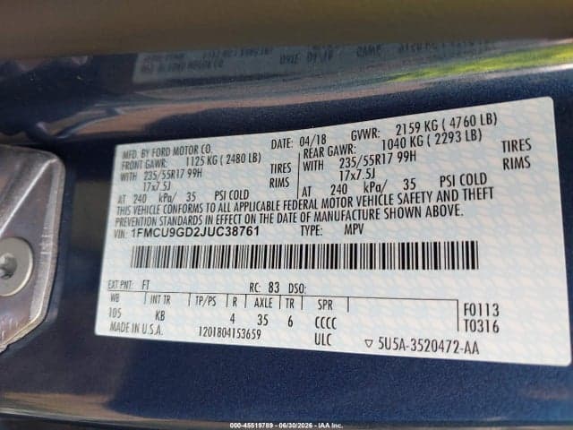 2018 FORD ESCAPE SE 9