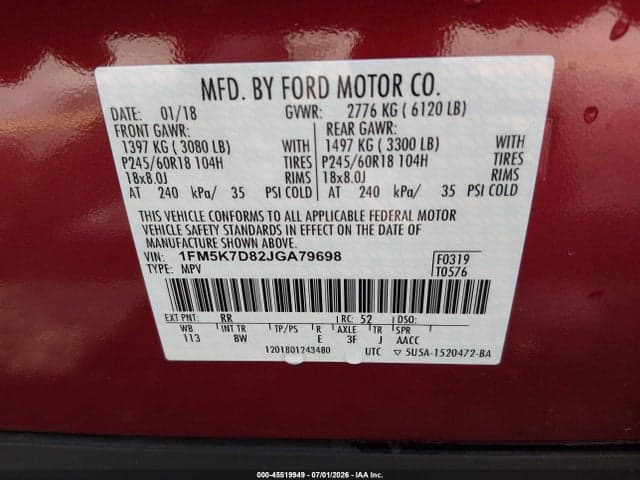 2018 FORD EXPLORER XLT 9