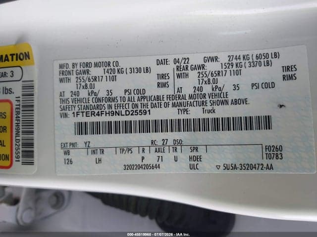 2022 FORD RANGER LARIAT/XL/XLT 9