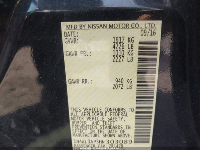 2017 NISSAN ALTIMA 2.5 S 9