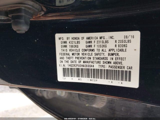 2017 HONDA ACCORD EX-L 9