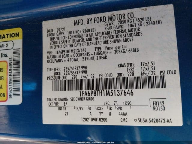 2021 FORD MUSTANG ECOBOOST FASTBACK 9
