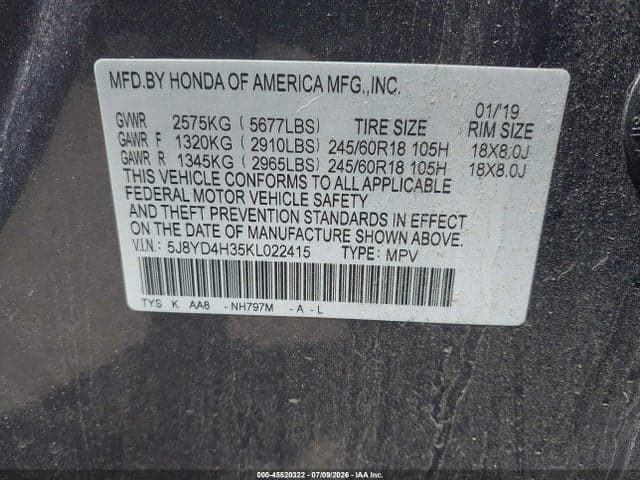 2019 ACURA MDX STANDARD 9