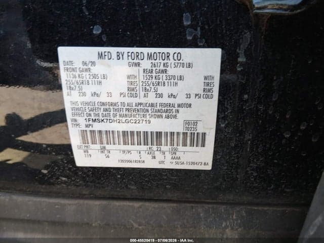2020 FORD EXPLORER XLT 9