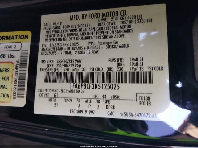 2019 FORD MUSTANG GT 9