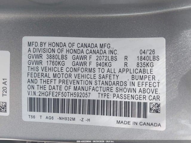 2026 HONDA CIVIC SPORT 9