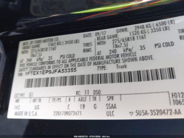 2018 FORD F-150 LARIAT/XL/XLT 9
