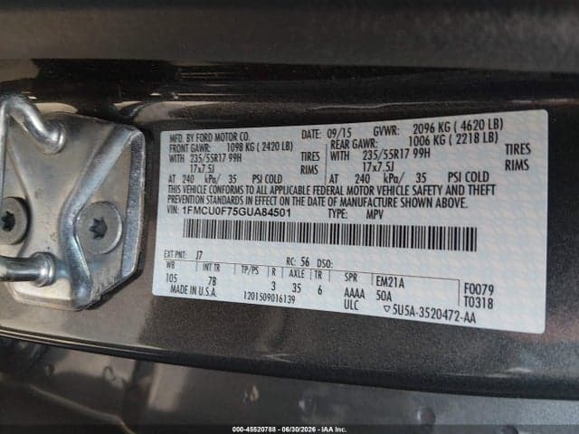 2016 FORD ESCAPE S 9