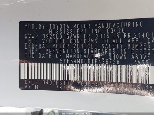 2026 TOYOTA COROLLA LE 9