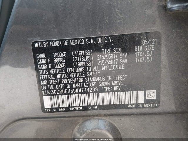 2021 HONDA HR-V AWD LX 9