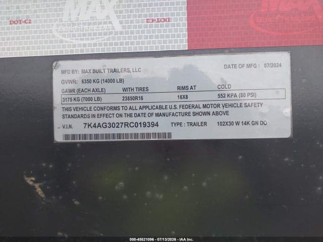 2024 MAX BUILT TRAILERS 102 X 30 9