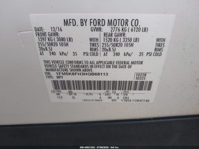 2017 FORD EXPLORER LIMITED 9