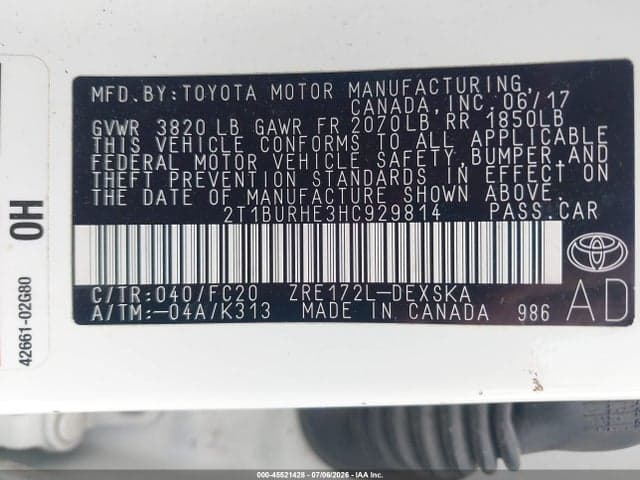2017 TOYOTA COROLLA SE 9